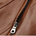 thumbnail image 6 of HJYCHN Leather Jacket Women Solid Color Hooded Zipper Pocket Long Sleeve Slim Fit Motorcycle Coat Short Punk Outerwear Coats for Women Brown One Size, 6 of 6