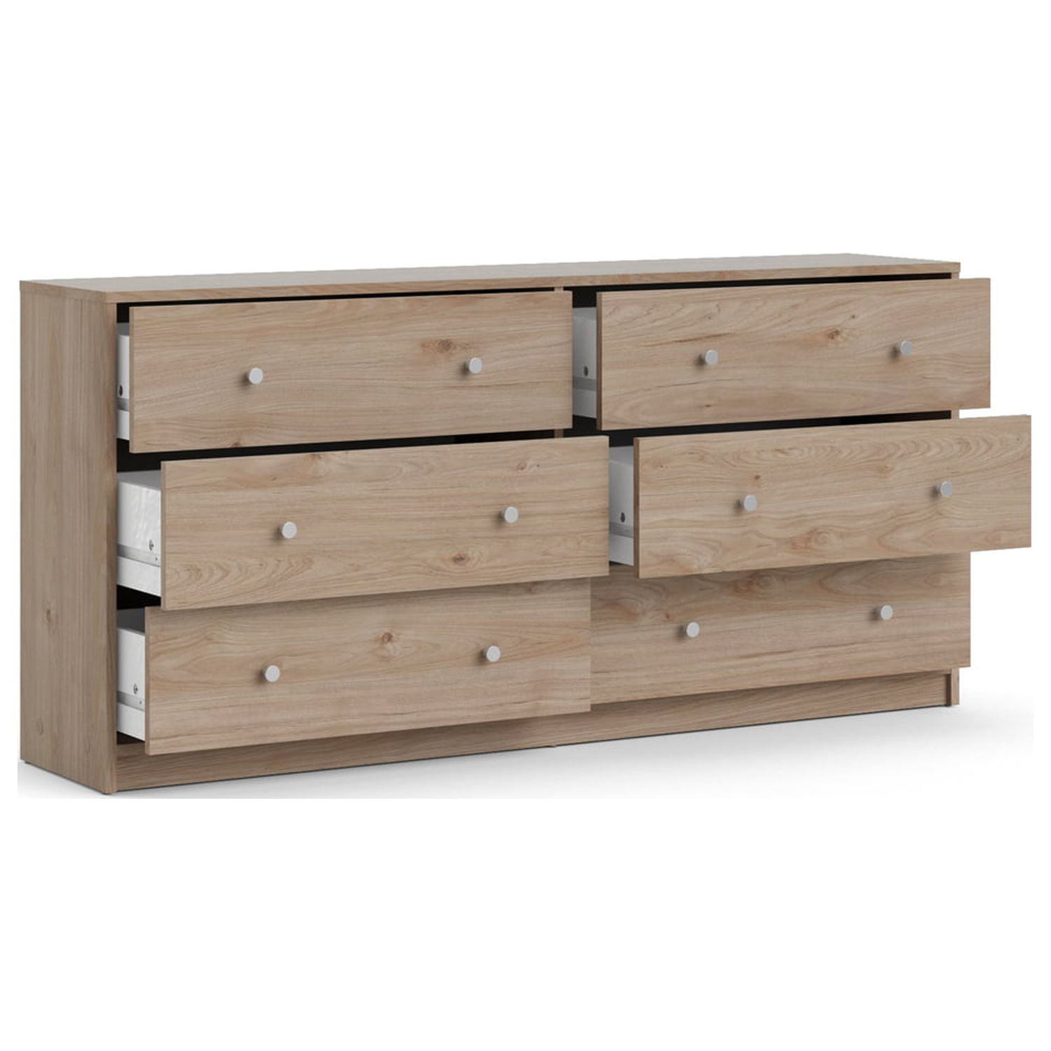 Tvilum Studio 6 Drawer Double Dresser for Adults, Jackson-Hickory