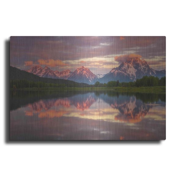 Luxe Metal Art 'Morning Tranquillity - Grand Teton National Park' by Darren White, Metal Wall Art, 16"x12"