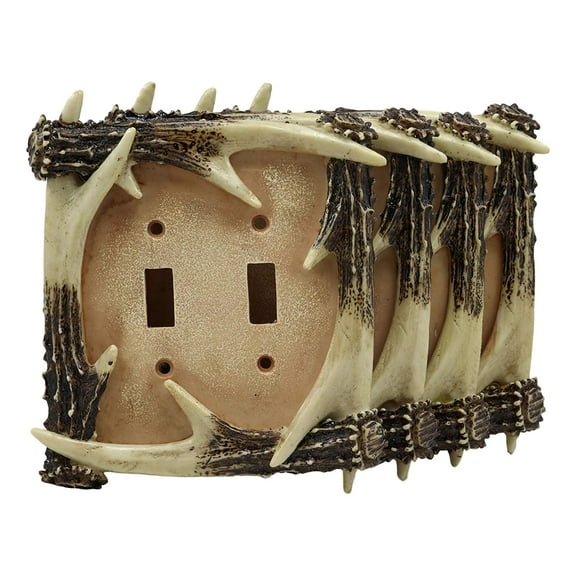 Set of 4 Stag Deer Antlers Wall Electrical Cover Plate Double Toggle Switch