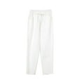 thumbnail image 2 of DDAPJ pyju Cotton Linen Pants for Women Solid Casual Straight Leg Pants High Waisted Drawstring Comfy Baggy Trousers with Pockets Lightning Sales Today White S, 2 of 3