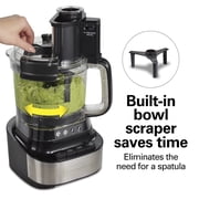 Hamilton Beach Stack & Snap 10-Cup Food Processor, 500 W, 2-Speed with Pulse, Extra-Large Chute and Bowl Scraper, Black