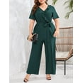 thumbnail image 3 of Yesfashion Wholesale Women's Plus Size Short Sleeve Ruffle High Waist Wide Leg Romper Formal Long Jumpsuit with Belt, 3 of 8