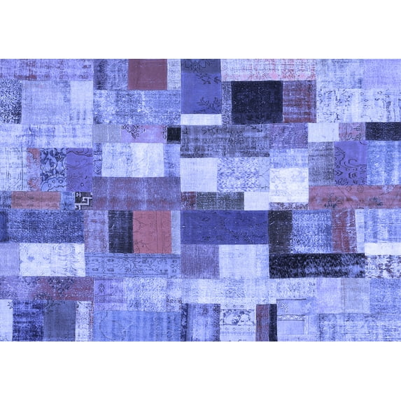 Ahgly Company Indoor Rectangle Patchwork Blue Transitional Area Rugs, 2' x 3'