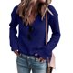 thumbnail image 1 of Suéter de Punto Cuello en V Hombro Caído Manga Larga Color Puro Suéter Casual para Mujer Azul XL, 1 of 5