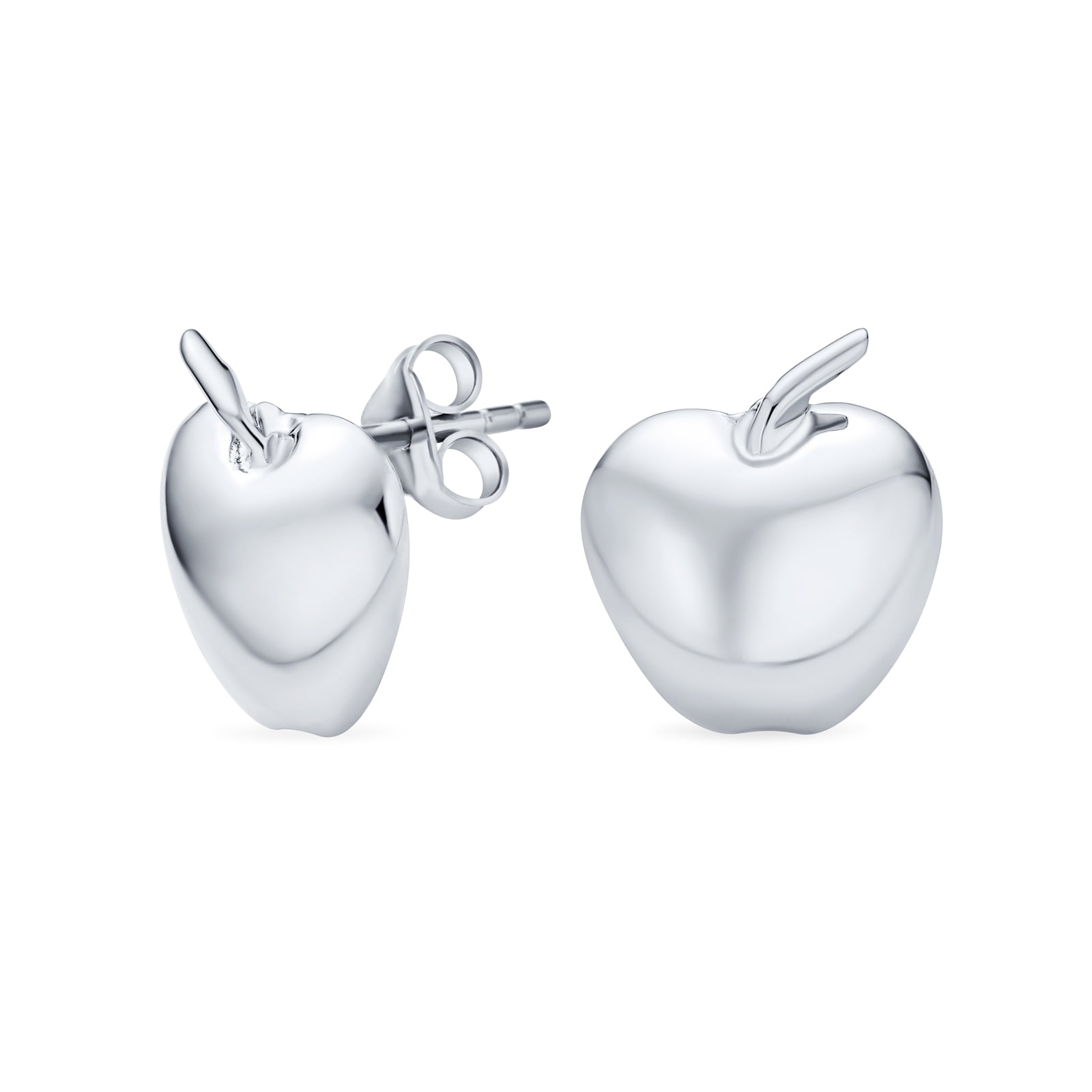Apple Earrings; Brand New Silver Fashion Jewelry Earrings 