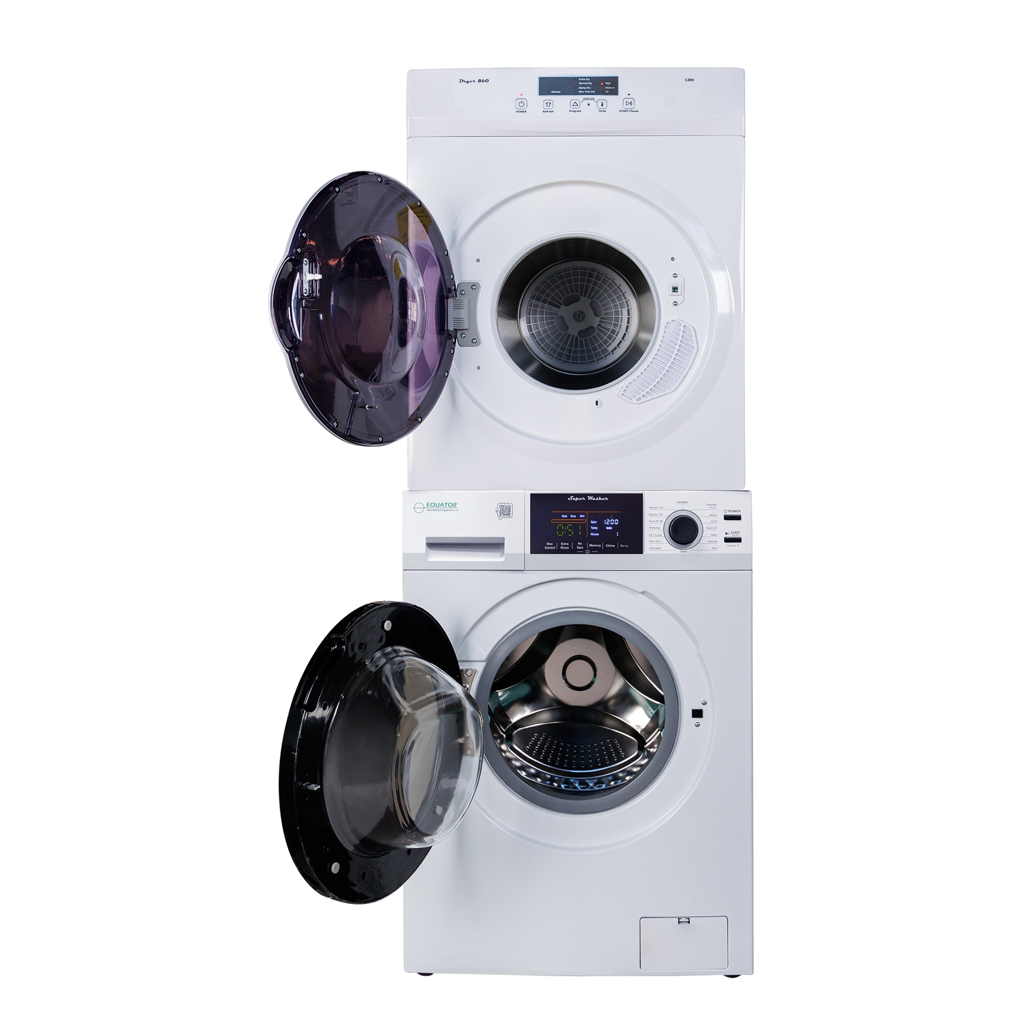 Equator APARTMENT STACKABLE 110V EW 826 Washer 1.6cf + ED 860 Vented Dryer 3.5cf