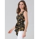 thumbnail image 4 of Top peplum envolvente con dobladillo asimétrico en la cintura con cuello en V sin mangas para mujerNegro Amarillo S, 4 of 6