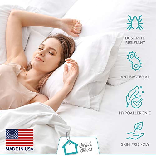 Digital Decor Set of 2 Premium Gold Hotel Pillows for Sleeping- Made in USA - Hypoallergenic Standard Size Pillows with Down Alternative Fiber Fill fo