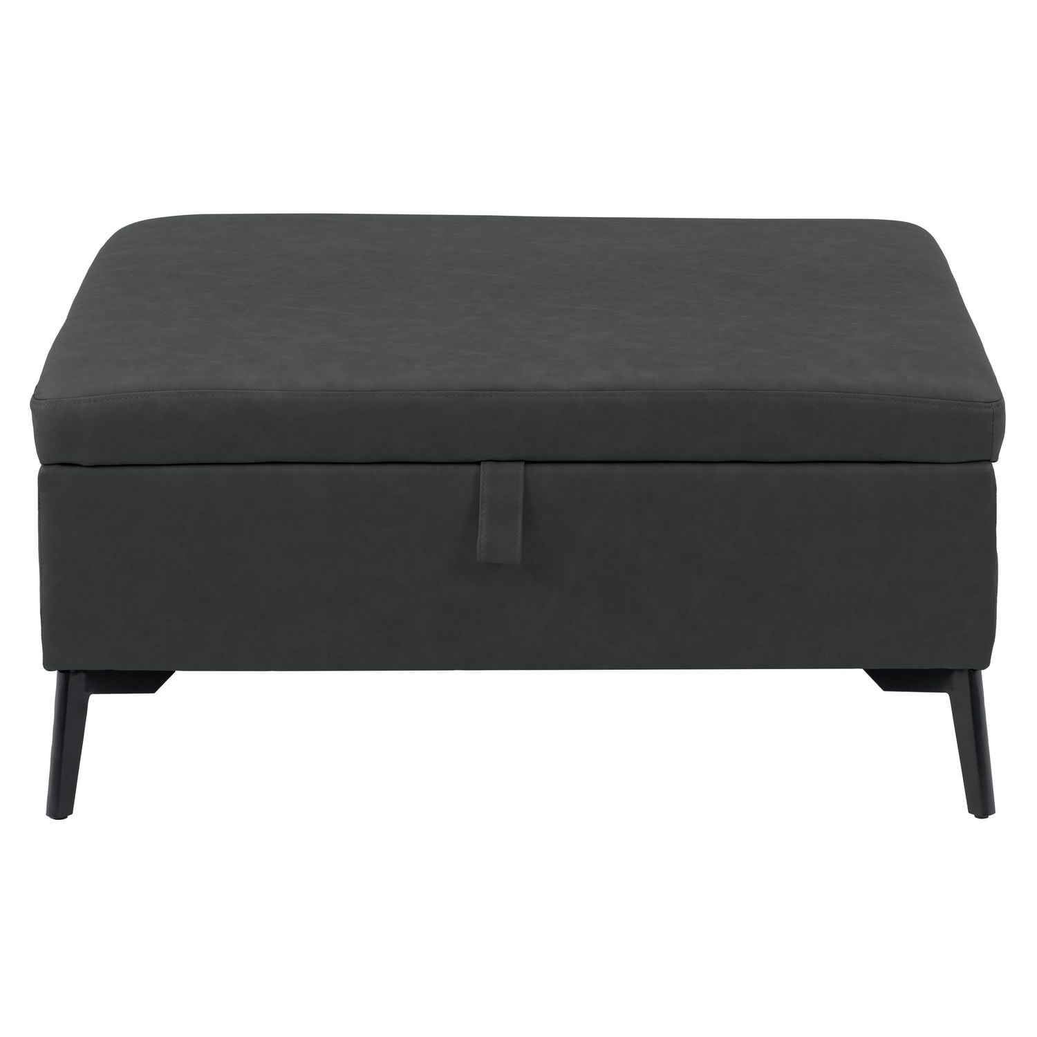 Pouf de rangement carré rembourré noir CorLiving Linden avec pieds en métal