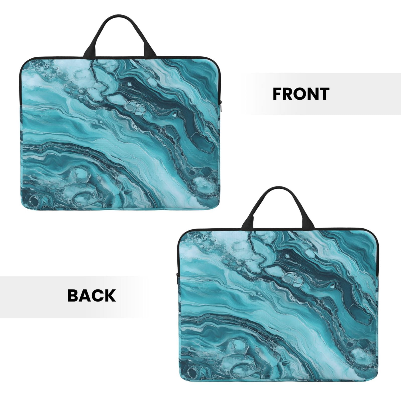 Laptop Sleeve Bag For Women Men 14inch Waterproof Durable Protective Computer Carrying Cover Handle Laptop Case Bag Teal Marble_1