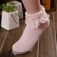 thumbnail image 2 of Womens Lace Trim Ankle Socks Ruffle Frilly Comfortable Cotton Socks Pair, 2 of 4