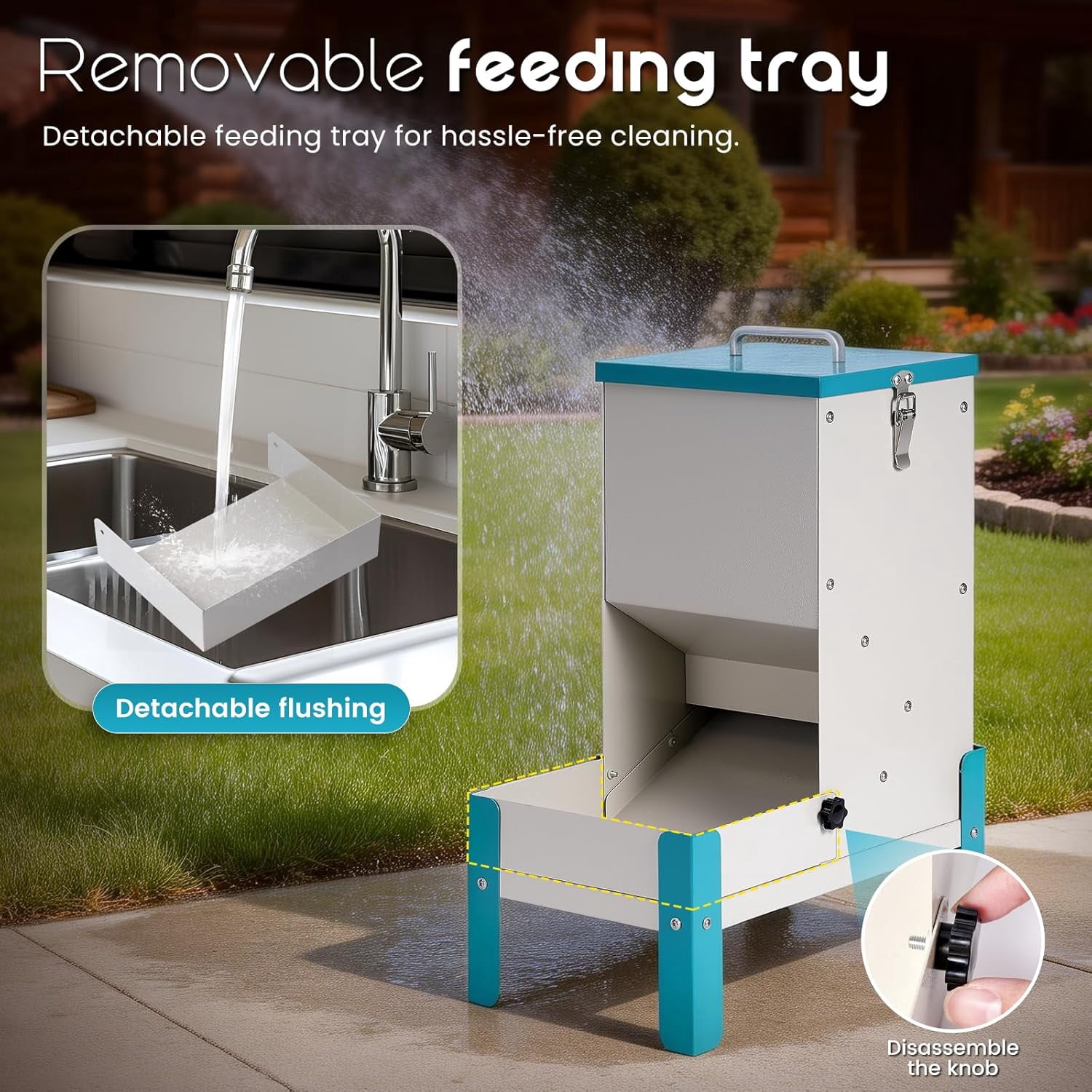Automatic Dog Feeder 10L Auto Cat Feeder with Stand Gravity Dispenser Detachable Tray Galvanized Pet Station