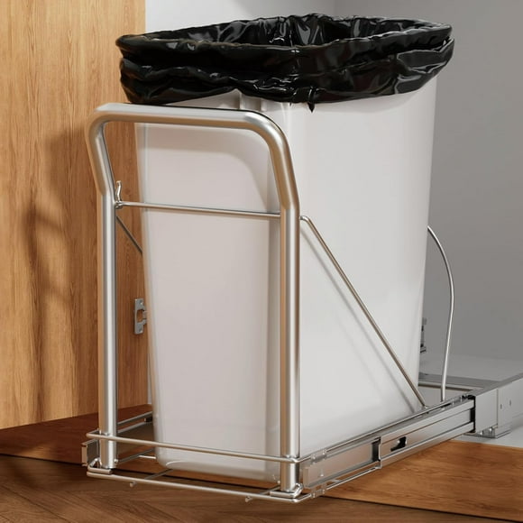 Storvexify Pull Out Trash Can Under Cabinet with Soft Close Slides,Heavy Duty Slide Out Under Sink Garbage Can,Adjustable Tail Groove for Can,Requires 13" W X 18" D Cabinets,(Not Included Trash Can)