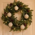 thumbnail image 6 of Vintage Christmas Ball Ornaments Set of 12, 8 cm Painted Embossed Baubles, Shaped Xmas Hanging Decorations for Tree and Wreath - White and Sage, 6 of 6