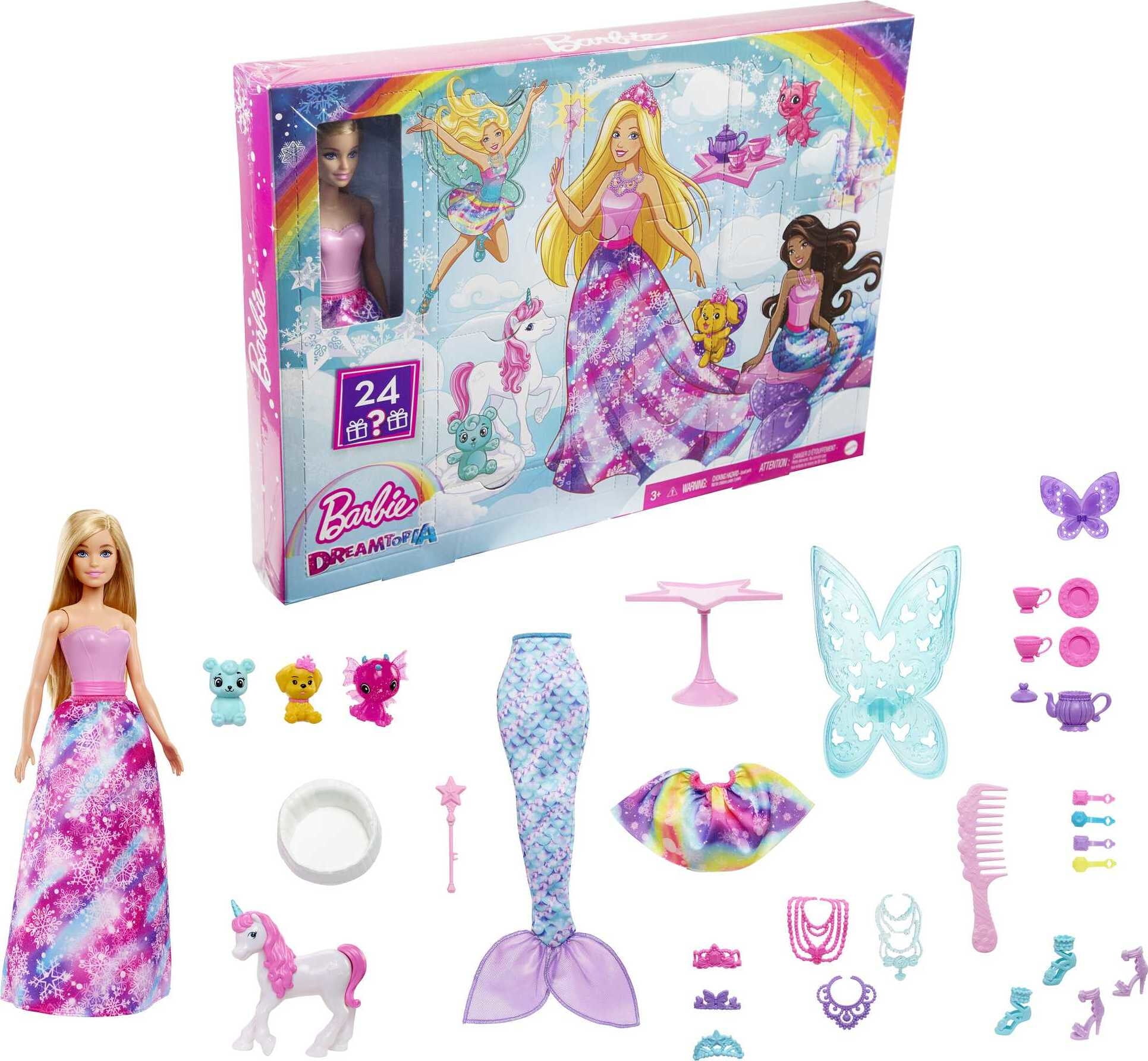 streng thuis verkorten Barbie Dreamtopia Fairytale Surprise Box with Barbie Doll and 24 Gifts -  Walmart.com