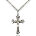 thumbnail image 3 of Bliss Sterling Silver Crucifix Pendant with Floral Border 1 1/8 x 5/8 For Men and Women 24 Stainless Steel Heavy Curb Chain Lobster Claw Clasp Made in USA Lifetime Warranty Gift Box, 3 of 3
