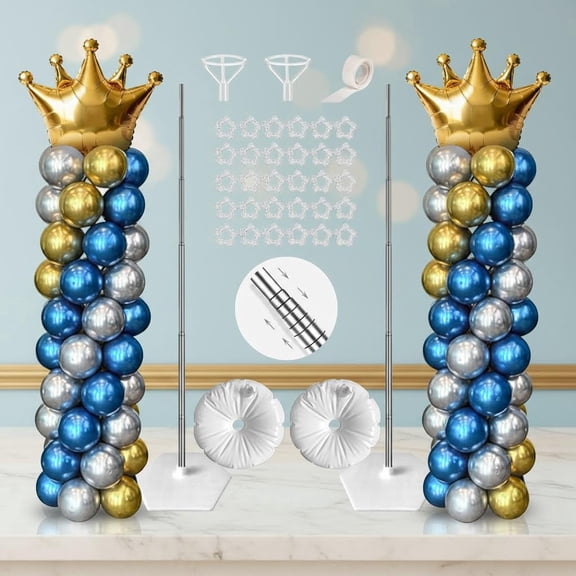 Balloon Column Stand Kit Sets of 2, Adjustable Balloon Stand Tower Pillar with Reusable Metal Telescopic Structure for Party Decoration