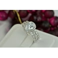 thumbnail image 4 of 3.8ct Halo Pear Cut Bridal Wedding Engagement Ring Diamond Simulated 925 Sterling Silver Anniversary Rings SKU:00157, 4 of 5
