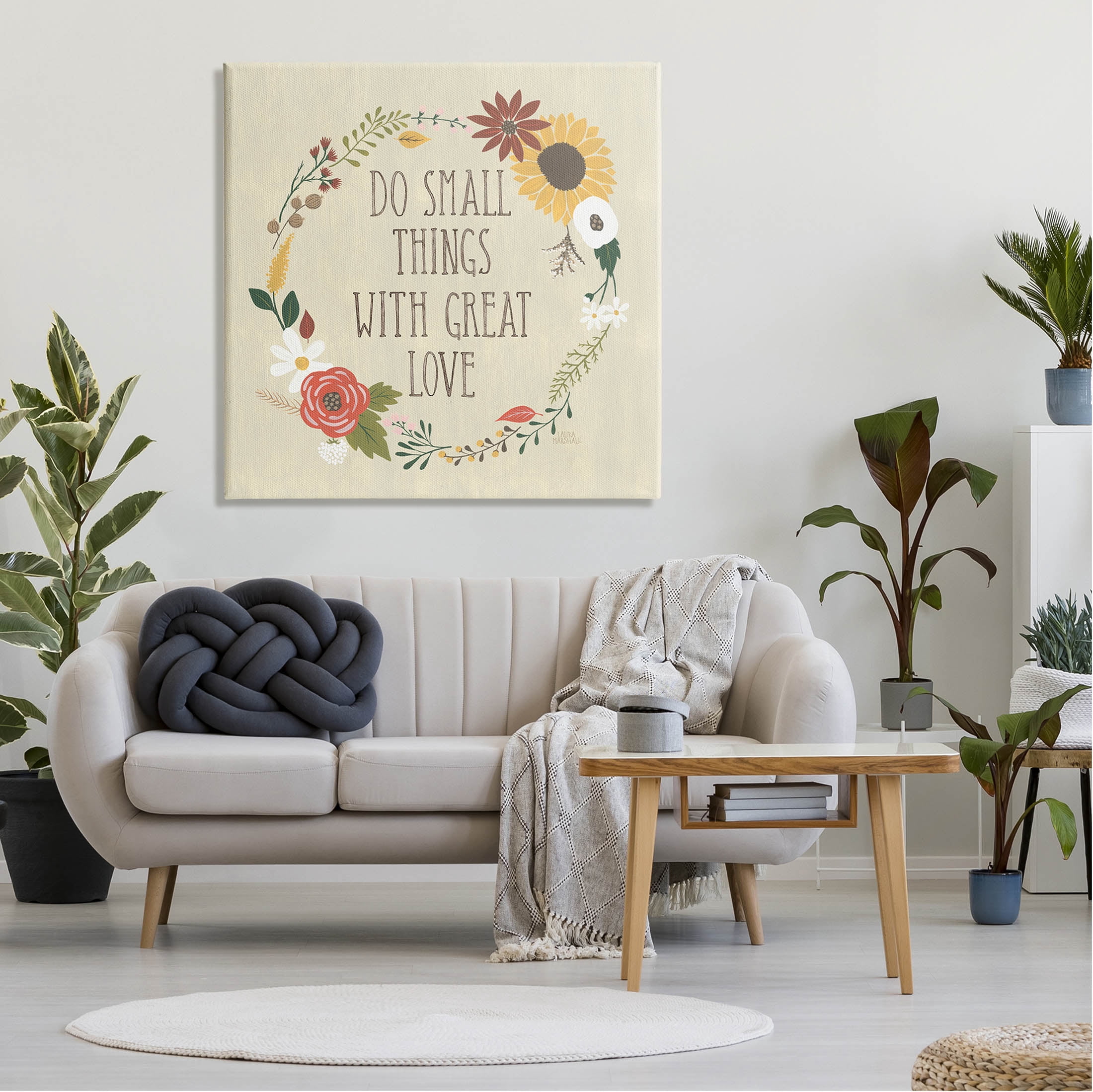 Stupell Industries With Great Love Floral Phrase Graphic Art Gallery Wrapped Canvas Print Wall Art, Design by Laura Marshall