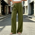 thumbnail image 5 of Linen Pants for Women Ihhxva Relaxed Fit Elastic Waist Solid Color Fashion Adjustable with Pockets Beach Work Outdoor Trousers S-2XL, 5 of 9