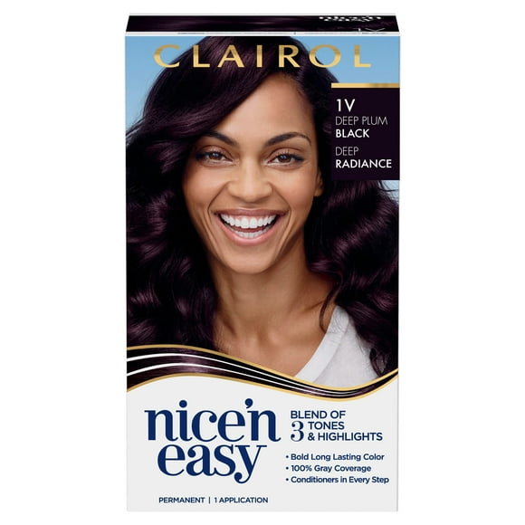Clairol Nice'n Easy Teinture Permanente pour Cheveux, 1V Prune Noire Profonde, Lot de 1