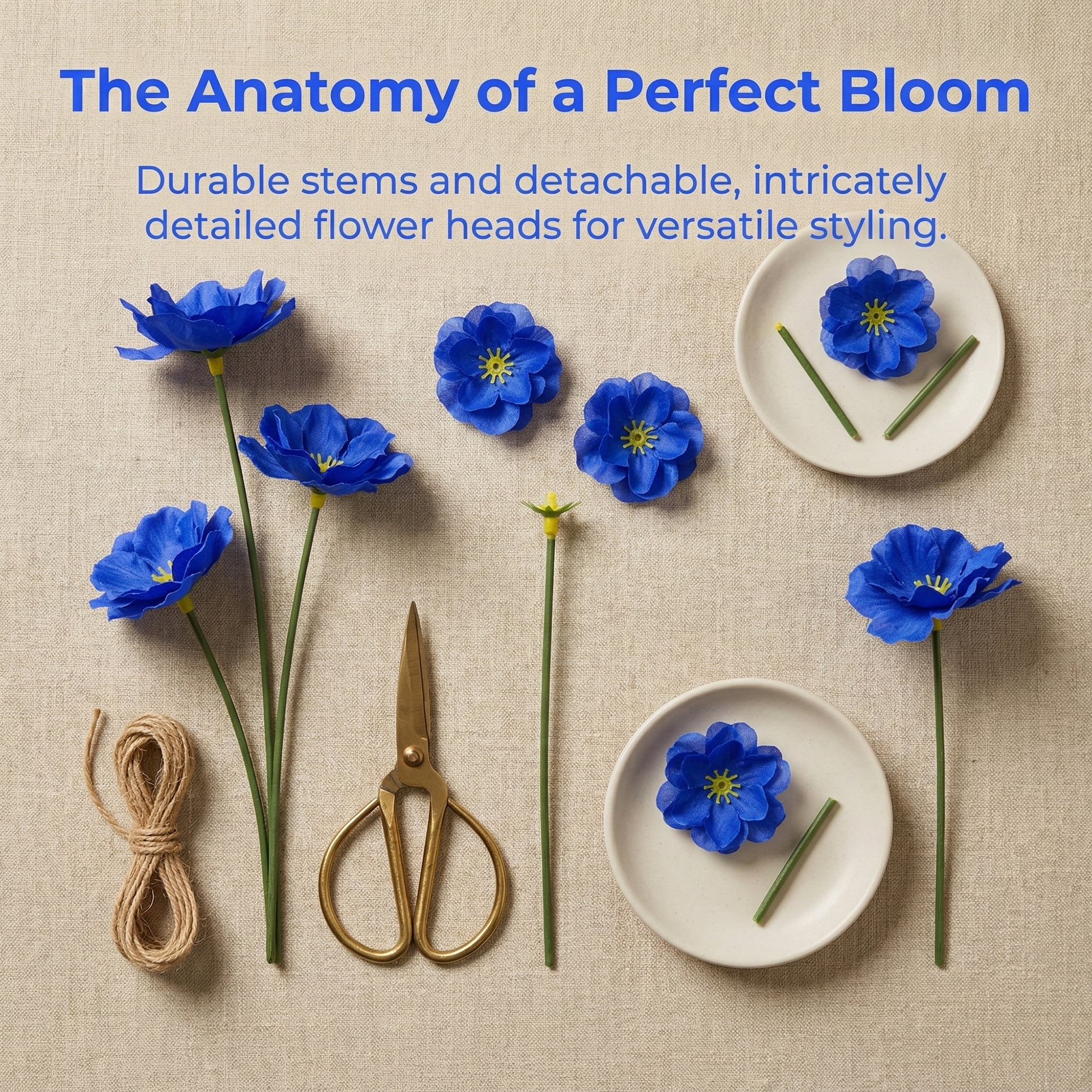 Unique Bargains Artificial Plum Craft Blossom Mini Bouquets Detachable Heads Blue 5.9 in