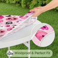 thumbnail image 5 of Halloween Pink Spooky Hearts and Ghosts Round Fitted Tablecloth with Elastic Edge,Dining Table Cover Waterproof,Outdoor Round Tablecloth for Camping,Dining,Indoor and Outdoor, 5 of 7