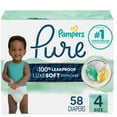 thumbnail image 1 of Pampers Pure Baby Diapers, Size 4 (22-37 lbs), 58, Up to 100% Leakproof, Premium Hypoallergenic Soft Diapers, 1 of 23