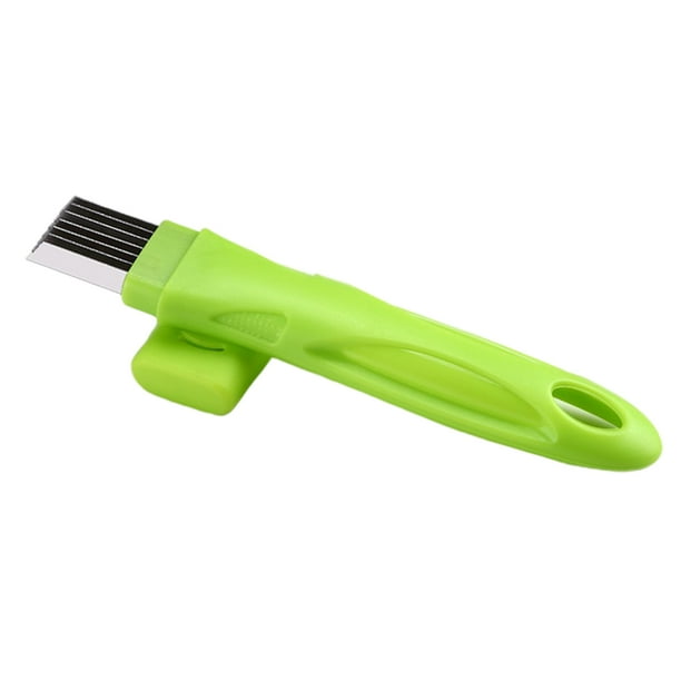 Cortador de cebollino de acero inoxidable, cortador de cebollino multifunción, triturador de cebolla verde vegetal para cocina casera (Green Hadle 7 Blade)