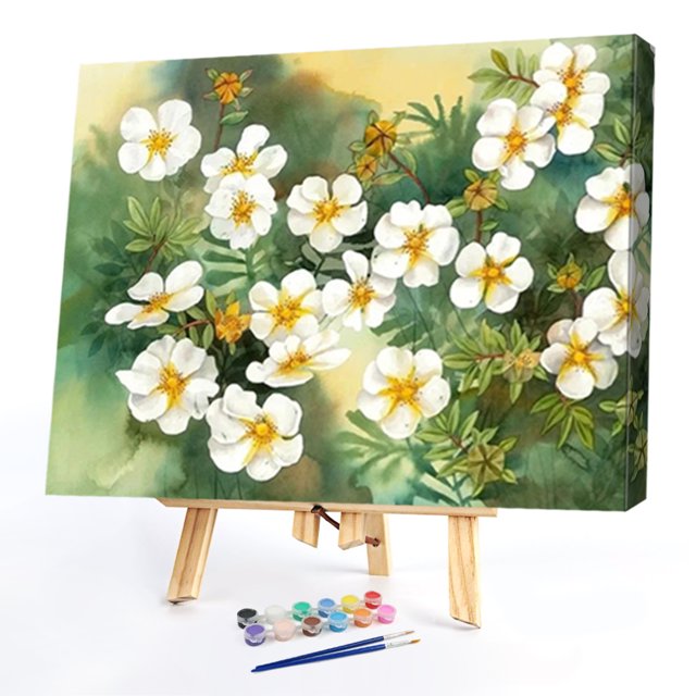 Cuadros Decorativos Kit de pintura al óleo de flores por números pintura acrílica DIY sobre lienzo arte sin marco (1) Tmvgtek embutido en tela
