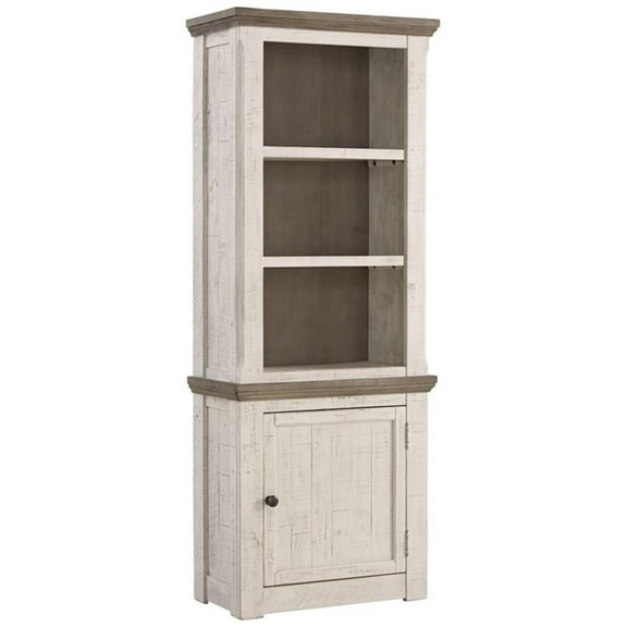 Bowery Hill Right Wood Pier Cabinet in White Wash & Gray