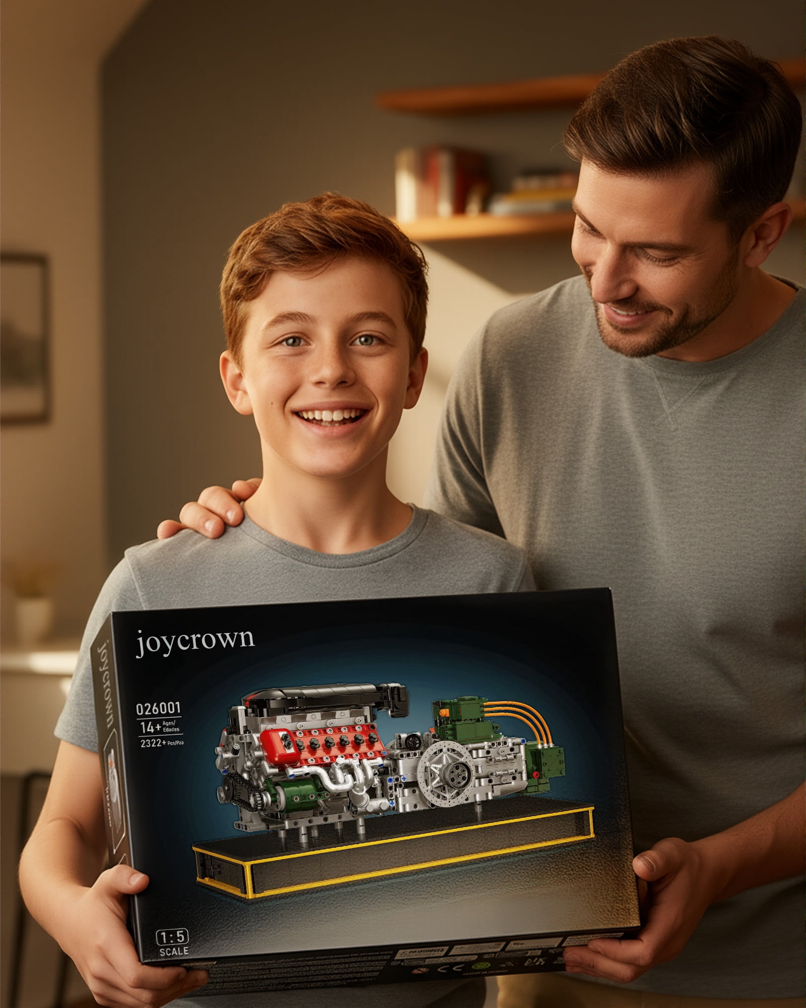 Joycrown V12 Engine Kits That Runs, Build Your Own V12 Engine Building Set with Motor and Battery, STEM Physical Science Educational Toy for Adults Kids Age 14+ (2322PCS)