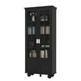 FUFU & GAGA 5Tier Tall Bookshelf, Black Acrylic Glass Door Bookcase