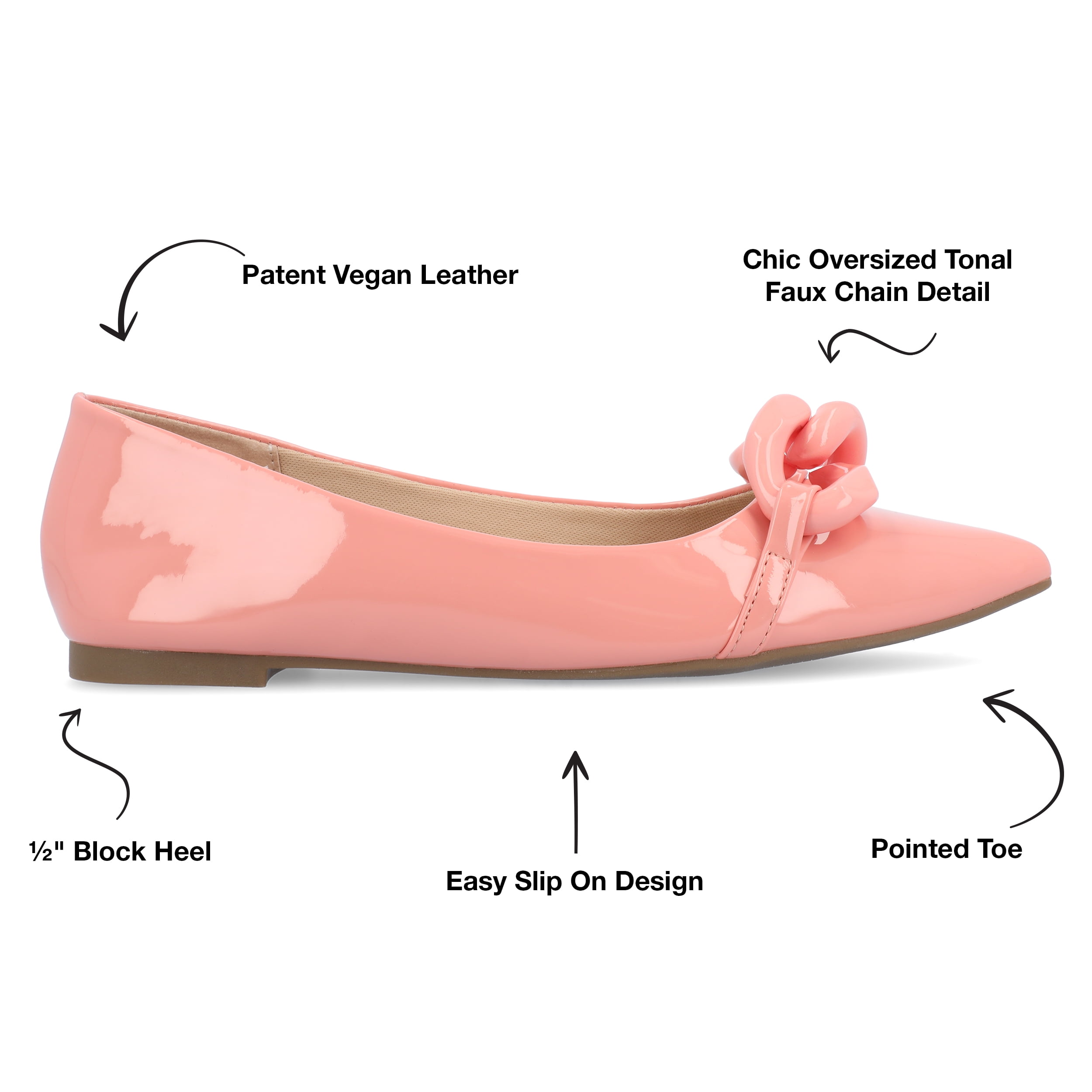 Journee Womens Clareene Slip On Pointed Toe Ballet Dress Flats