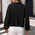 thumbnail image 3 of Pounoo Jackets for Women Stand Collar Long Sleeve Drawstring Hem Jacquard Plain Womens Jacket Relaxed Fit Travel Wear Wrinkle Resistant Jean Jacket Women, 3 of 8