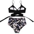 thumbnail image 4 of Trajes de baño de dos piezas con estampado floral y tanga de cintura alta y entrecruzado para mujer$Trajes de baño de dos piezas con estampado floral y tanga de cintura alta y entrecruzado, 4 of 8
