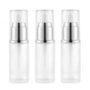 ASTRQLE 3 Pcs 30ml JMS2 1oz Refillable Frosted Glass Cosmetic Cream Pump Bottle Lotion Dispenser Foundation Travel Pump Bottles Containers Toiletries Bottles for Lotion Essential Oil(Translucent)