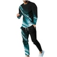 thumbnail image 2 of Wavsuf Sweatsuits 2pcs Sets Mens Jogger Set Long Tight Shirt Sweatshirt and Sweatpants Sky Blue Size L, 2 of 6