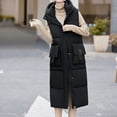 thumbnail image 6 of FNFHFY Women's Long Style Jacket Vests Solid Color Fall Winter Hooded Vests Slim Fashion Double Side Big Pockets Outing Gilets, 6 of 9