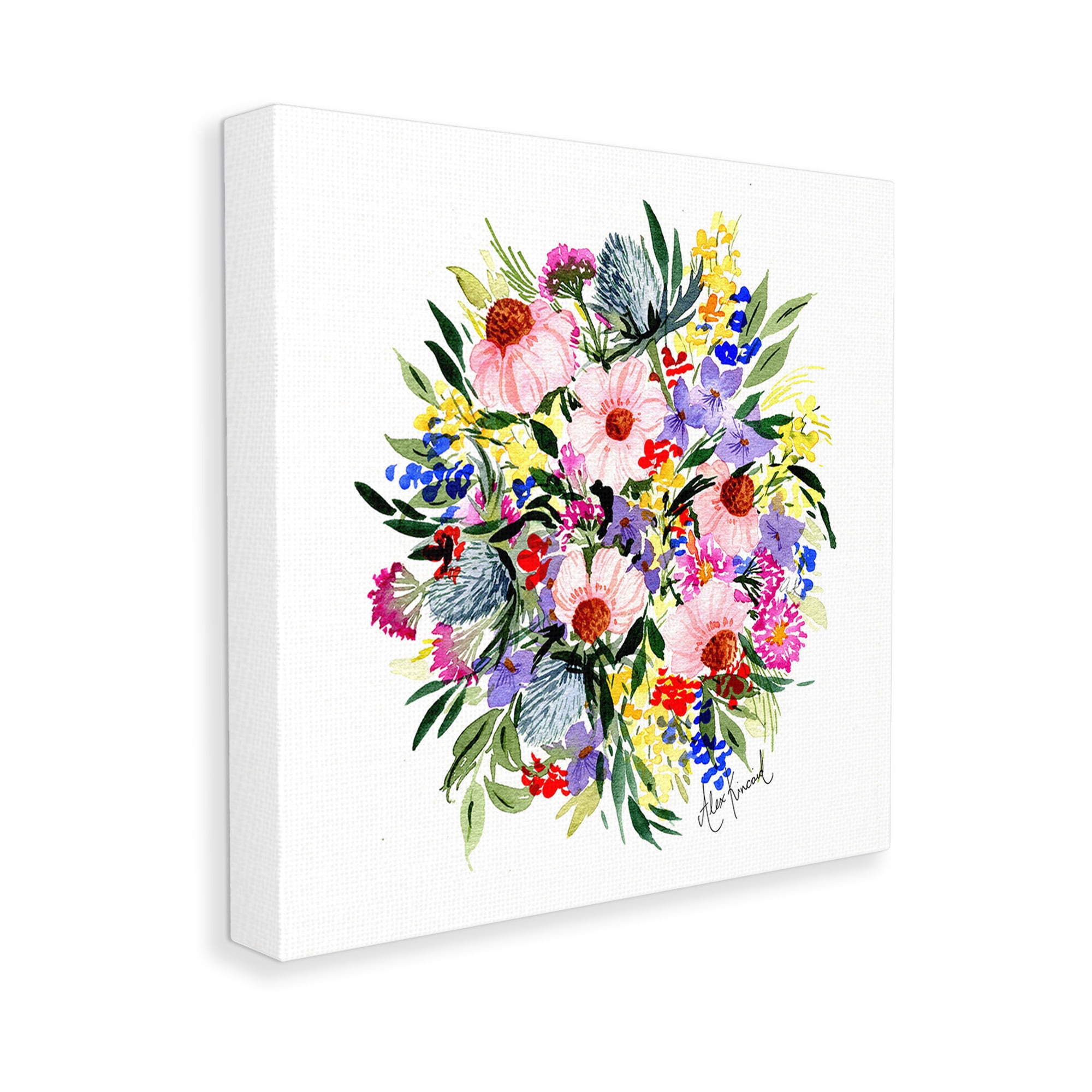 Stupell Industries Vivid Blooming Bouquet Botanical & Floral Painting Gallery Wrapped Canvas Art Print Wall Art, 17 x 17