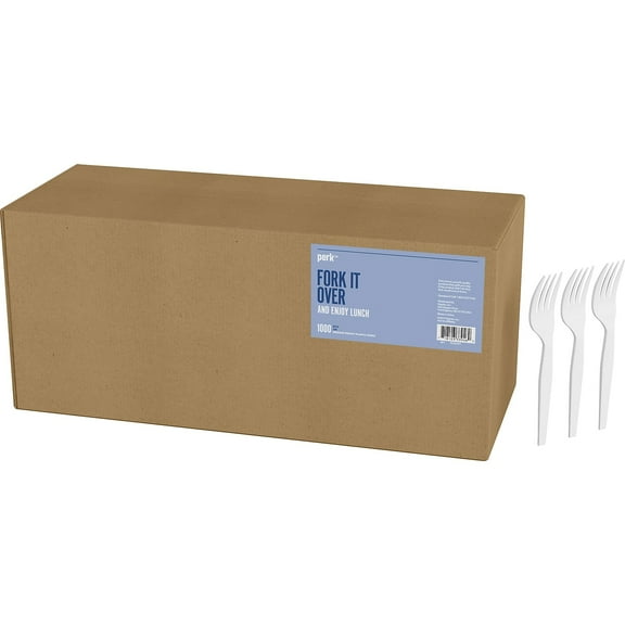 Perk Plastic Fork Medium-Weight White PK56397