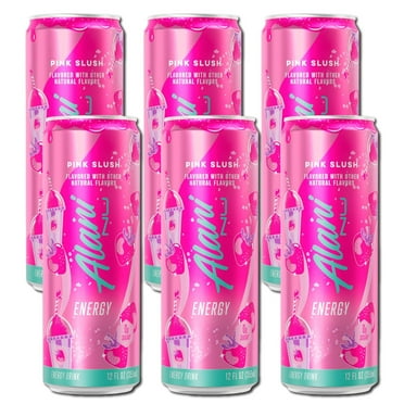New Alani Energy Drink, Pink Slush Flavor, Sugar-Free, 12 fl oz Low-Calorie Energy Boost (Pack of 6)
