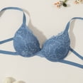 thumbnail image 4 of Inglocry Lace Nursing Bra, Wirefree Padded Nursing Bras for Breastfeeding, V Neck Maternity Bra for Pregnancy, Soft Lace Blue 70B, 4 of 6