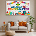 thumbnail image 4 of Colorful Welcome to Kindergarten Banner with Owl Apple Books and Kids Silhouettes Background Party Supplies for School Opening Events Photography Props Classroom Decorations, 4 of 7