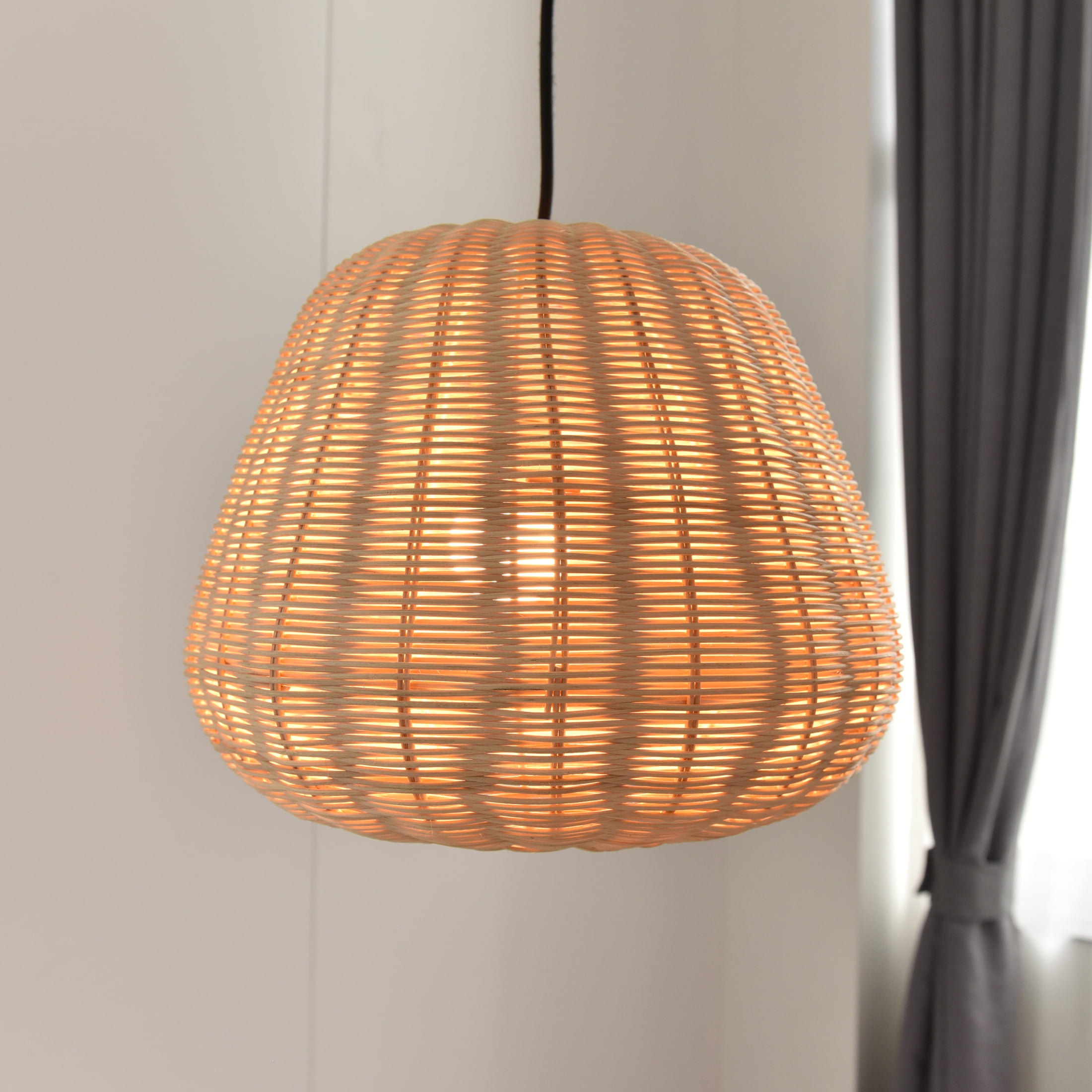 Better Homes & Gardens 50" Natural Woven Pendant LED A19 1-Light Bulb 8W(60W Equiv), Matte Black