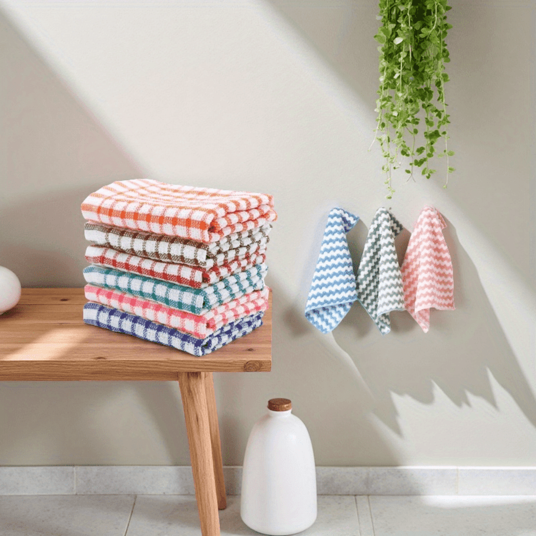 Kitchen Cleaning Cloth Handkerchief Set, 6 pcs+9 pcs, Super Absorbent Quick Drying For Kitchen And Bathroom