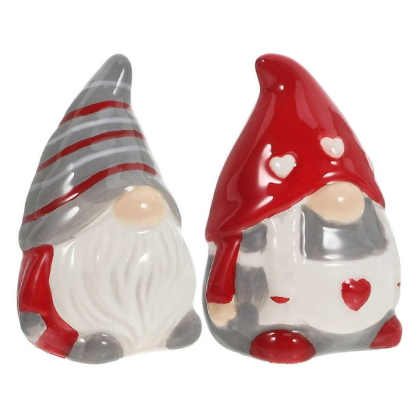 Gnome Pepper and Salt Bottle Multicolor Ceramic Condiment Container Homeowners 3.34X2.40X2.16In 1Pair
