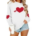 thumbnail image 5 of Itsame Valentine's Heart Sweatshirt Womens Long Sleeve T-Shirts Loose Crew Neck Tops White Size S, 5 of 10