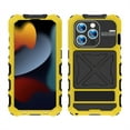 thumbnail image 2 of ELEHOLD Heavy Duty Case for iPhone 15 Plus,Rugged Military Grade Shockproof Case,with Screen Protector Built-in Hidden Foldable Kickstand Metal Back Cover Case for iPhone 15 Plus 6.7" - Yellow, 2 of 10